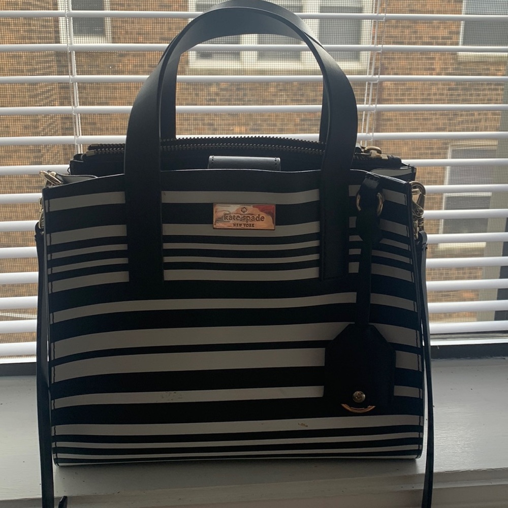 Black and white striped Kate Spade purse